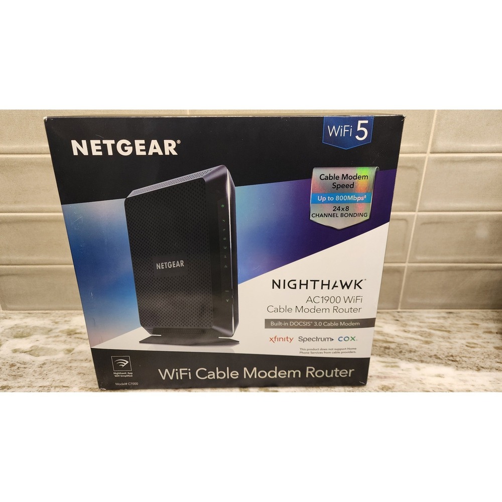 Netgear Nighthawk AC1900 WiFi Cable Modem Router C7000v2 Black DOCSIS 3.0 24x8